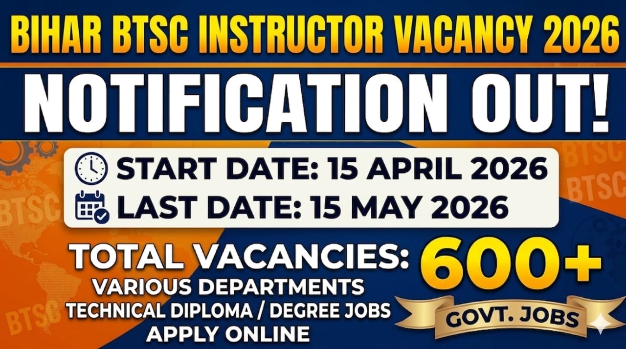 Bihar BTSC Instructor Vacancy 2026 – Start